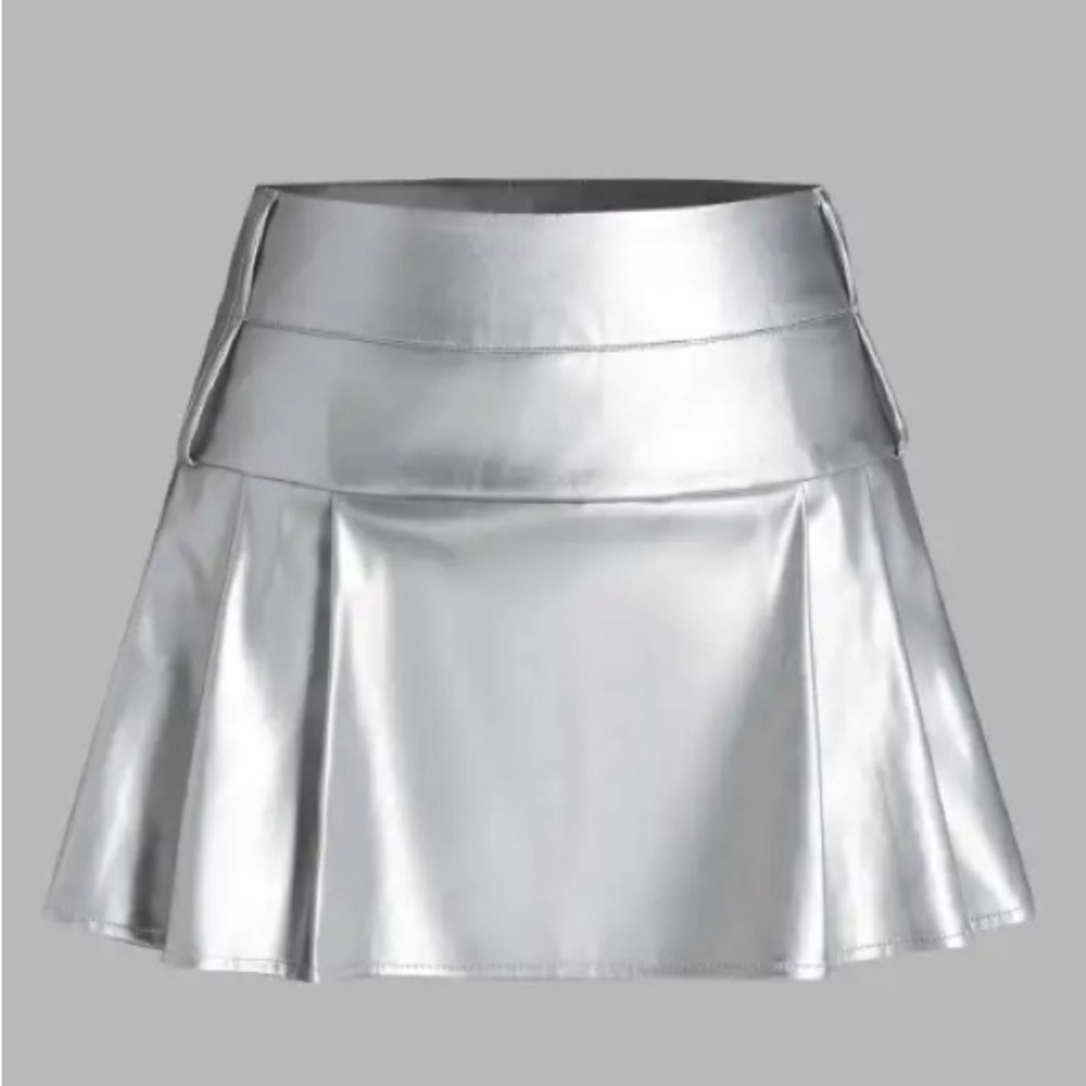Cider metallic pleated mini skirt